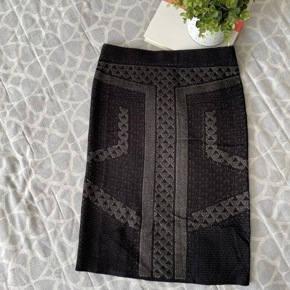 Nwt Cato Black Patterned Stretch Pencil Skirt S - Picture 3 of 4